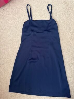 Classic Navy Slip Dress with Spaghetti Straps